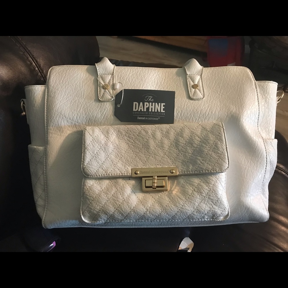 White Concealed Carry Large Shoulder Purse
